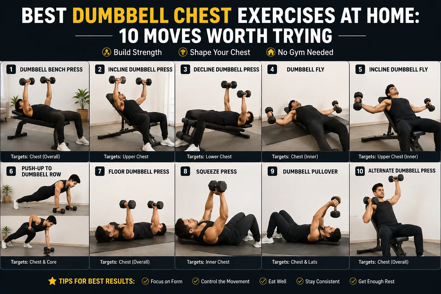 Best Dumbbell Chest Exercises at Home: 10 Moves Worth Trying